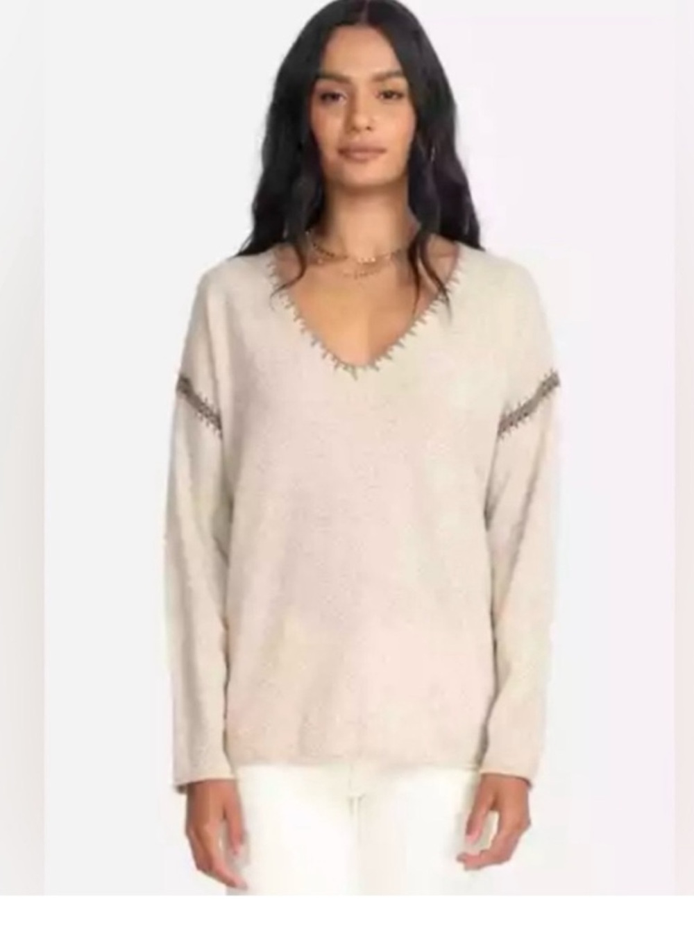 Johnny Was Whipstitch cashmere sweater